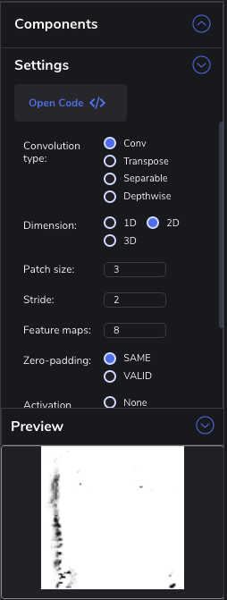 Figure 4: Component Settings in Perceptilabs.