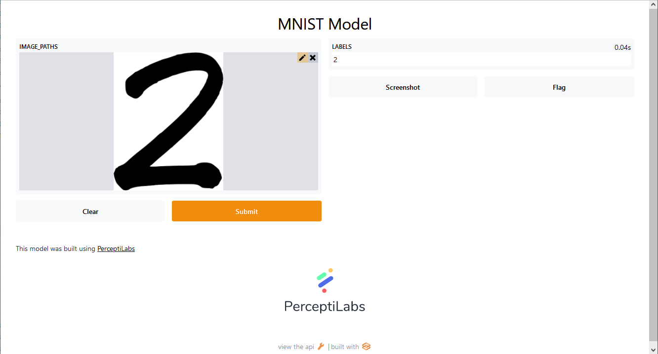 Figure 2: Screenshot of MNIST data fed into the Gradio app.