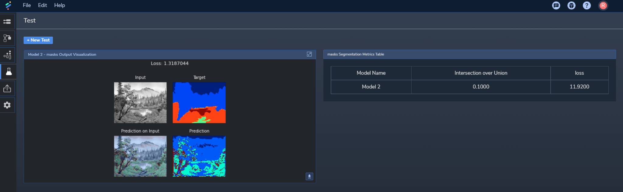 Figure 9: PerceptiLabs' Test View.